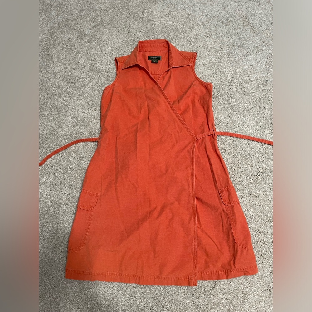 Orange Eddie Bauer Wrap Dress